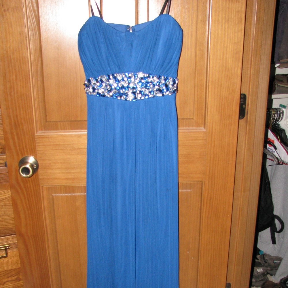 Strapless Navy Blue Gown